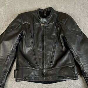 First Gear Leather Jacket Mens 42 S-Pilot Mesh Lined Biker Motorcycle Moto Coat